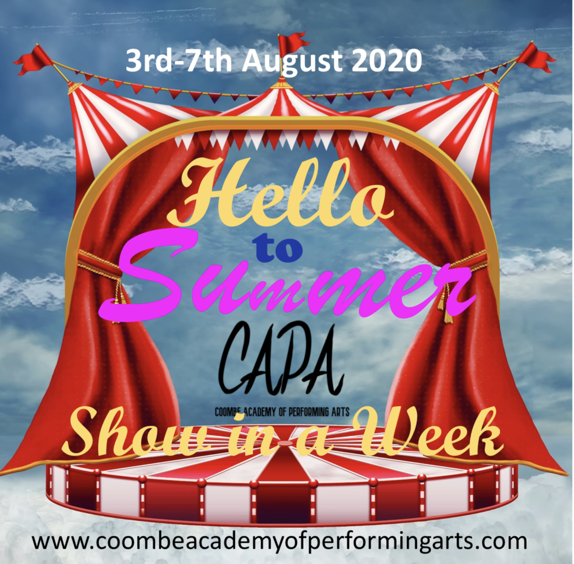 CapaCoombe's tweet photo. We’re SUPER excited to announce our #CAPAShowInAWeek Summer School will run again this year from Mon 3rd to Fri 7th August. Follow the link to book your place. Spaces limited so ACT FAST. https://t.co/X6zk98gSgA https://t.co/DR5d85CLN1