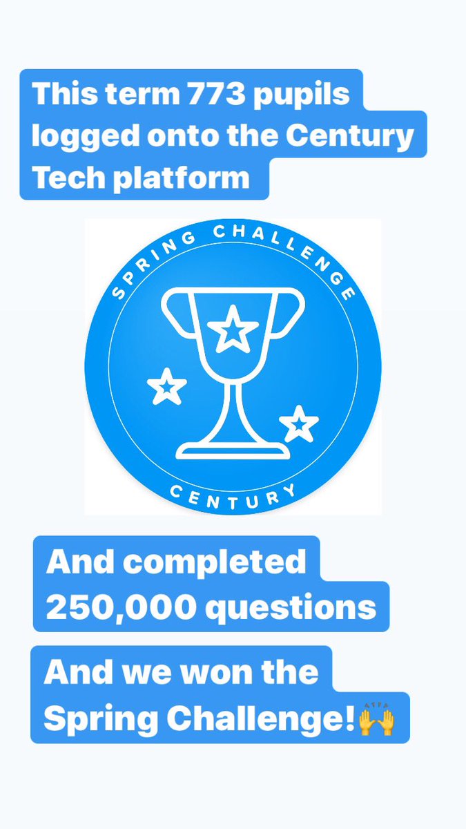 ForestSchoolE17's tweet photo. Really happy to have so many students using @ThisIsCentury platform and of course winning the #SpringChallengeCup Go Forest 💙 https://t.co/bdYARqpbnu