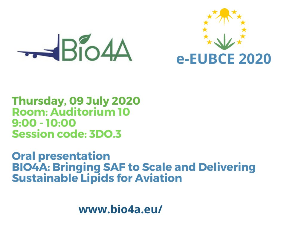 projectbio4a (@projectbio4a) on Twitter photo Next week <a href="/projectbio4a/">projectbio4a</a> will participate to e-#EUBCE2020 with an oral presentation by <a href="/ChiaramontiD/">David Chiaramonti</a>, <a href="/PoliTOnews/">Politecnico di Torino</a>, Energy Department, on "Bringing SAF to Scale & Delivering #Sustainable Lipids for Aviation".
See more and join us bit.ly/38jUfGc Next week <a href="/projectbio4a/">projectbio4a</a> will participate to e-#EUBCE2020 with an oral presentation by <a href="/ChiaramontiD/">David Chiaramonti</a>, <a href="/PoliTOnews/">Politecnico di Torino</a>, Energy Department, on "Bringing SAF to Scale & Delivering #Sustainable Lipids for Aviation".
See more and join us bit.ly/38jUfGc
