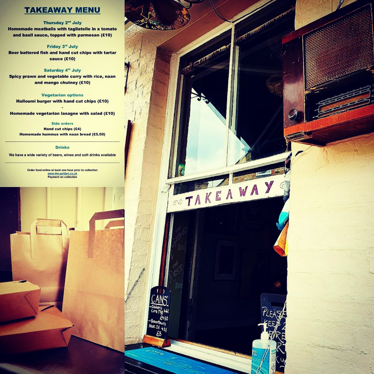 The takeaway window opens again tonight from 5pm. Get your food orders in online or come along to buy your drinks direct. #takeawaymenu #takeawaybeer #takeawaypub #takeaway