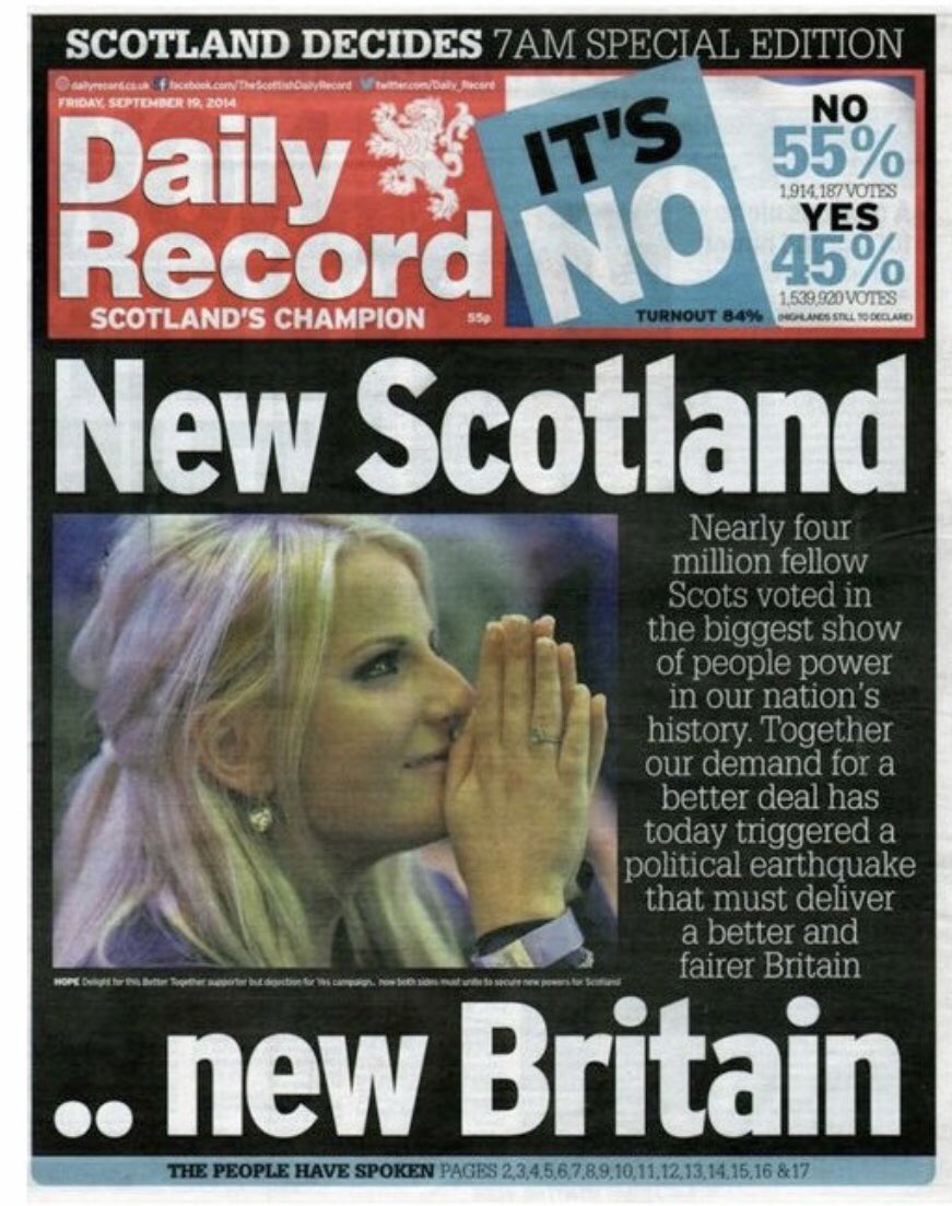 2014: Shattered dreams of the Yes supporter - shattered expectations of the No voter - all because of the shattered promises of the Unionists.