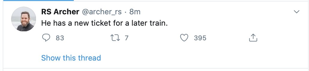 just in case we're all still interested, no Eurostar trains have been cancelled today, the company's been running its current timetable since before the son supposedly decided to travel to France, and the next train leaves in 15 minutes