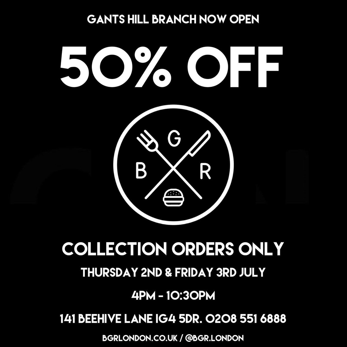 Gants Hill branch of @bgr_london is now OPEN! 
Amazing 50% off! #gantshill #ilford #essex