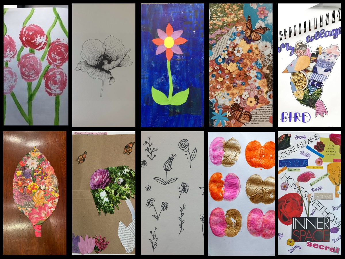 Fram_Art's tweet photo. So many wonderful outcomes from Year 9 in their last remote learning lessons this week. I am uplifted by their creativity, ingenuity, skill and imagination. Collage, painting, potato/apple printing and doodles all inspired by nature. #remotelearningart https://t.co/CcEp6ZK4gT