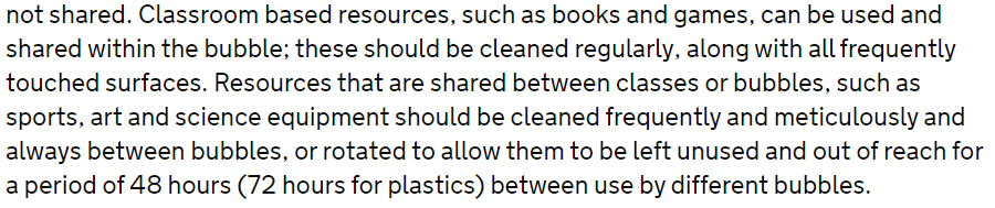 Pretty sure this means wiping down textbooks between lessons... going to be even more fun for practical subjects.