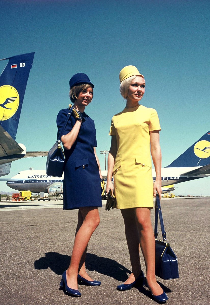 At #10: Lufthansa! This uniform was styled on the condiment dispensers at TempelAtathof Airport.