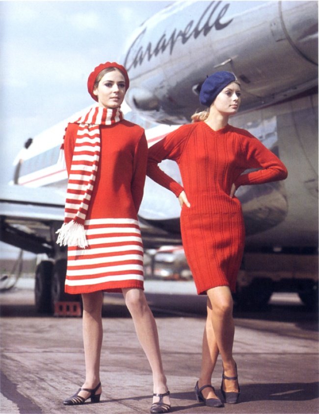 At #7: Air France! A natty little knitted outfit that of course includes a beret.