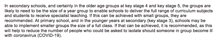 This is also interesting as it seems to indicate that KS3 can be taught by one teacher, as in primary.