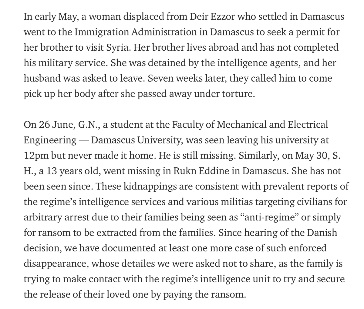 Even a cursory research by the Syrian Association for Citizens’ Dignity’s own researchers revealed three such cases in the last month or so alone. 7/