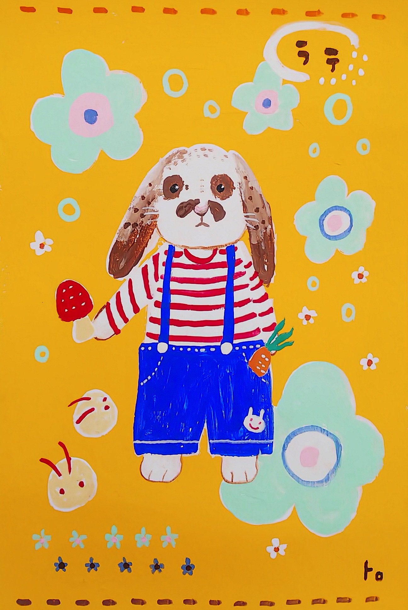 まみ郎 キャラクター風 ラテ君 お目めのかわいい模様が絵になるとキツくなってしまう事があるそうですが キャラクター風ラテ君はとってもかわいいポップな感じにしあげました ᐢ ᐢ ペット似顔絵 ペットイラスト ペット似顔絵オーダー ペット 絵