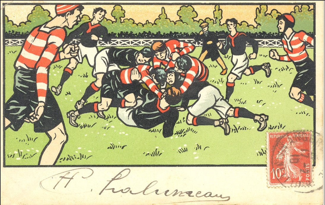 A postcard of  @rosslynpark Vs Stade Francais and a team photo. Both from 1910. Is Fred in the team photo?