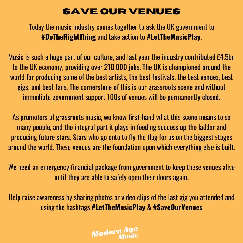 #DoTheRightThing #SaveOurVenues #LetTheMusicPlay

<a href="/musicvenuetrust/">Music Venue Trust</a>