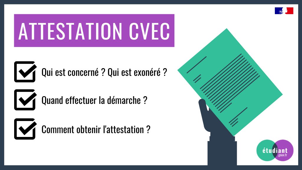 📌 #RentreeEtudiante2020 | L'attestation CVEC est obligatoire pour s'inscrire dans un établissement d'enseignement supérieur.

Chaque année universitaire,
Par paiement ou exonération,
Avec des exceptions.

🧐 Lisez la FAQ
👉 etudiant.gouv.fr/faq/#1
--
📄 cvec.etudiant.gouv.fr