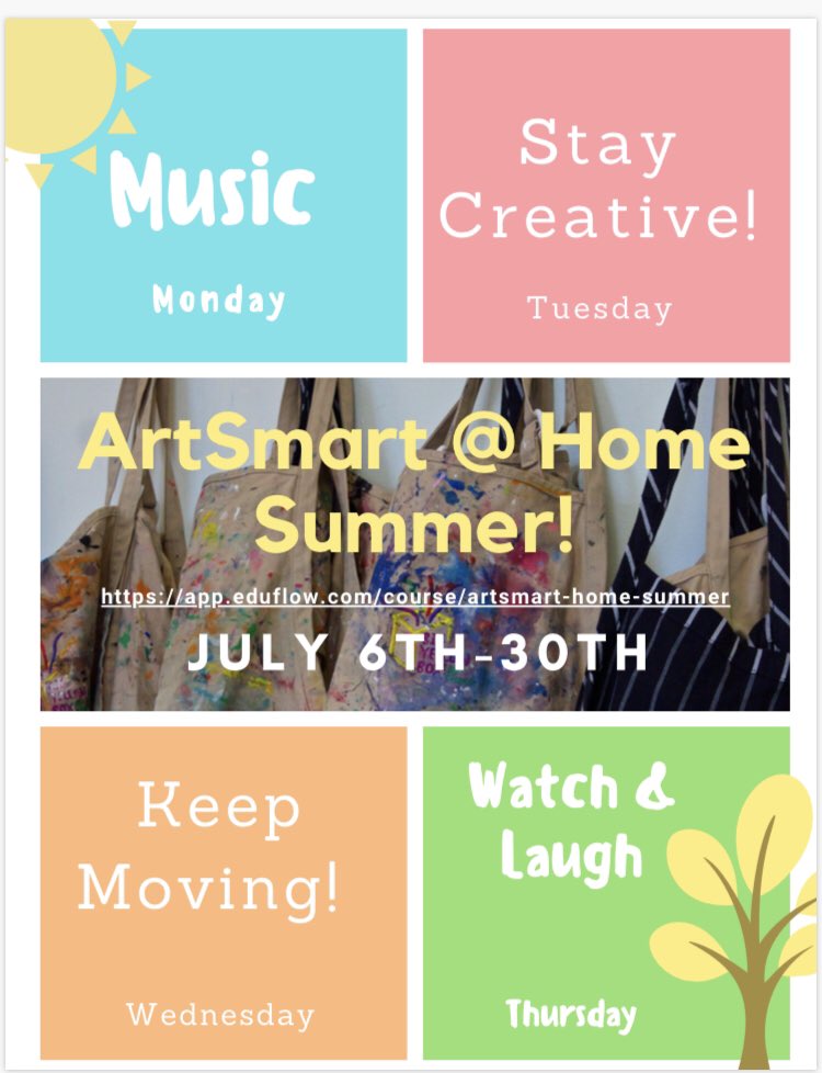 lharms_aq's tweet photo. We are pleased to announce the launch of our FREE ArtSmart @ Home Summer edition! Students can sign on to our online platform for new content daily. Classes include music, art, dance and comedy! @ArtsQuest @BananaFactory @BethlehemAreaSD https://t.co/LW6hocwHo6 https://t.co/73YWUzxQQd