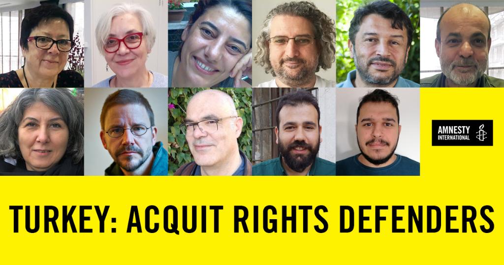 Friday 3 July: after three long years on trial for absurd charges under ‘terrorism’ laws, 11 human rights defenders could be given jail terms in Turkey.

But they have done nothing wrong, they stood up for human rights ✊ Read more: amn.st/6014Gul5e | #FreeRightsDefenders
