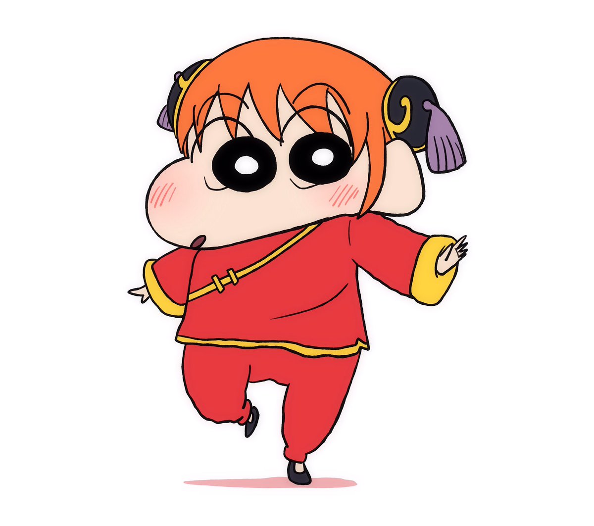 kagura (gintama) 1girl solo orange hair chinese clothes bun cover white background cosplay  illustration images