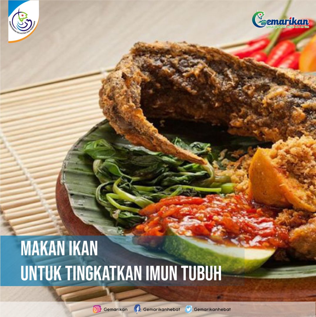 gemarikanhebat's tweet photo. Makan ikan yuk, udah tau kan ikan bisa meningkatkan imun tubuh, jadi kita enggak gampang tertular #COVID19
.
Ayo makan ikan 

@Edhy_Prabowo @kkpgoid @Ditjen_PDSPKP 
 #ayomakanikan #makanikansehatkuatcerdas #gemarikan #ayomakanikan https://t.co/U8H8va8fDX