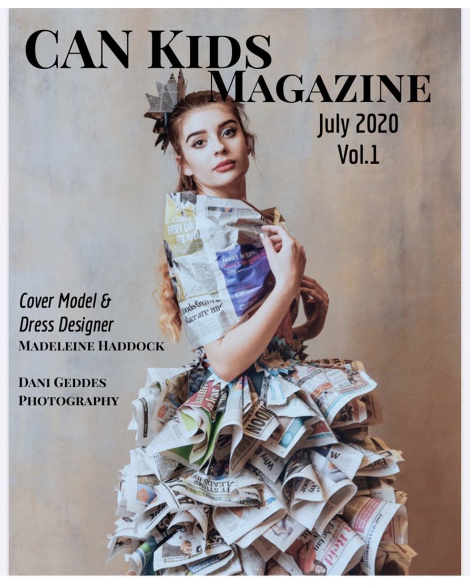 MaddyHaddock08's tweet photo. Thank you #cankidsmagazine for featuring me as your cover model on your new July Issue Vol.1!! Such an amazing surprise😆🌟
I designed and created my paper dress myself entirely out of newspapers for a #modelmindsworkshop where it got national news coverage from #DailyMail 📕📸❤️ https://t.co/1SlhQguf6K