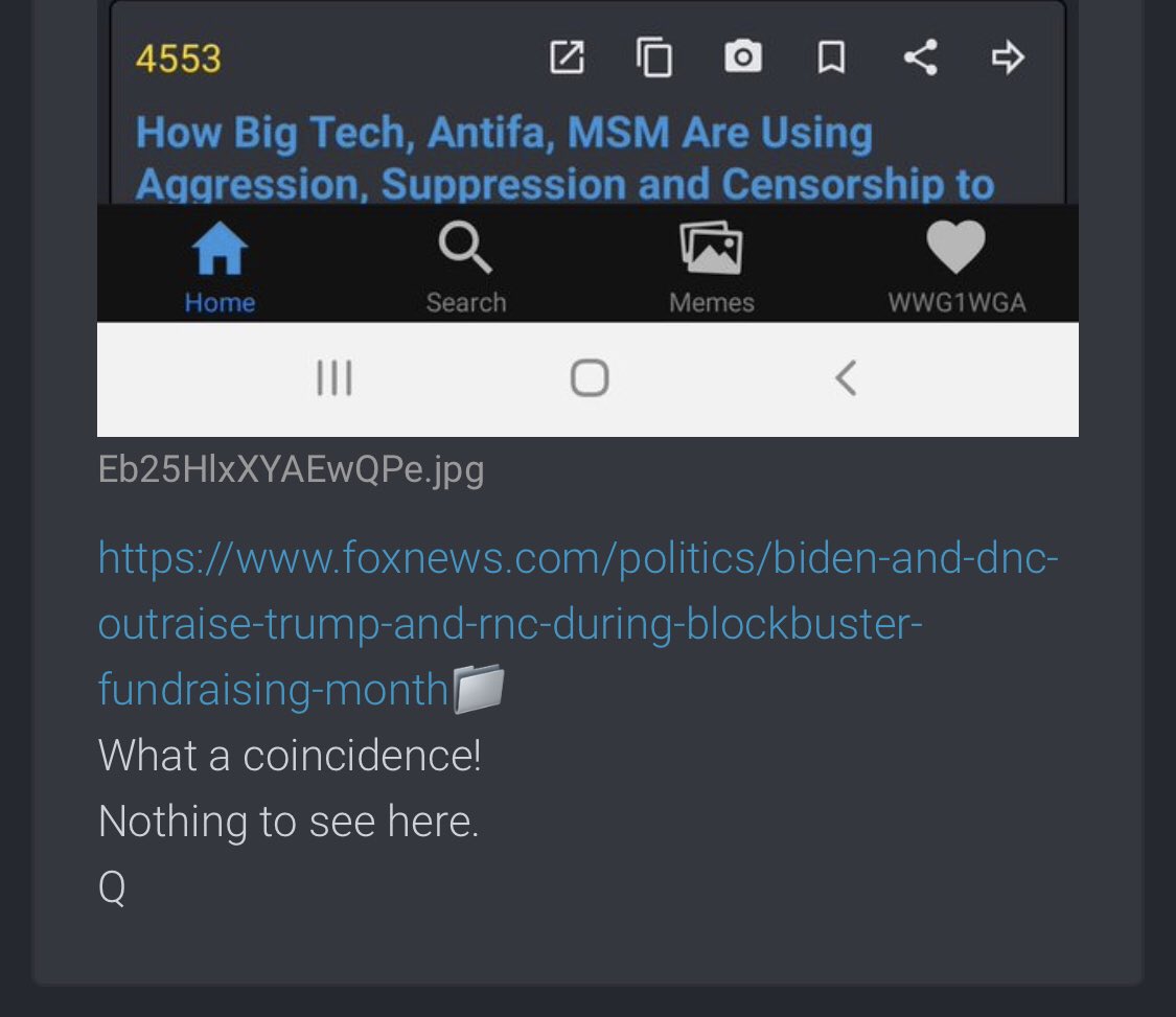 4561- https://www.foxnews.com/politics/biden-and-dnc-outraise-trump-and-rnc-during-blockbuster-fundraising-monthWhat a coincidence!Nothing to see here.Q