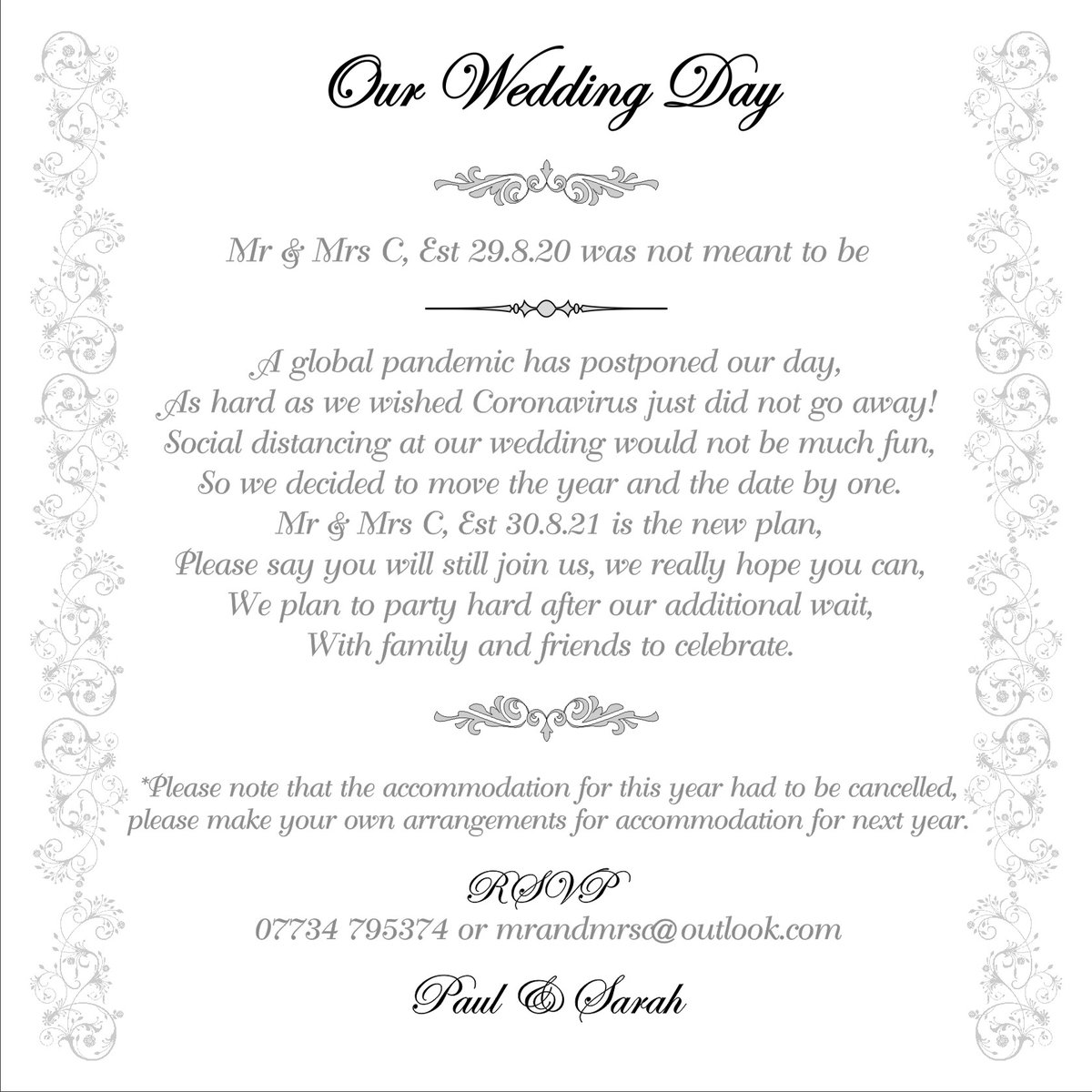 LauraBrambles's tweet image. NEW ~ Change The Date Cards
If you have unfortunately had to postpone your wedding due to Coronavirus, these cards can be sent to your guests to let them know the new date. See more at brambles-weddings.co.uk