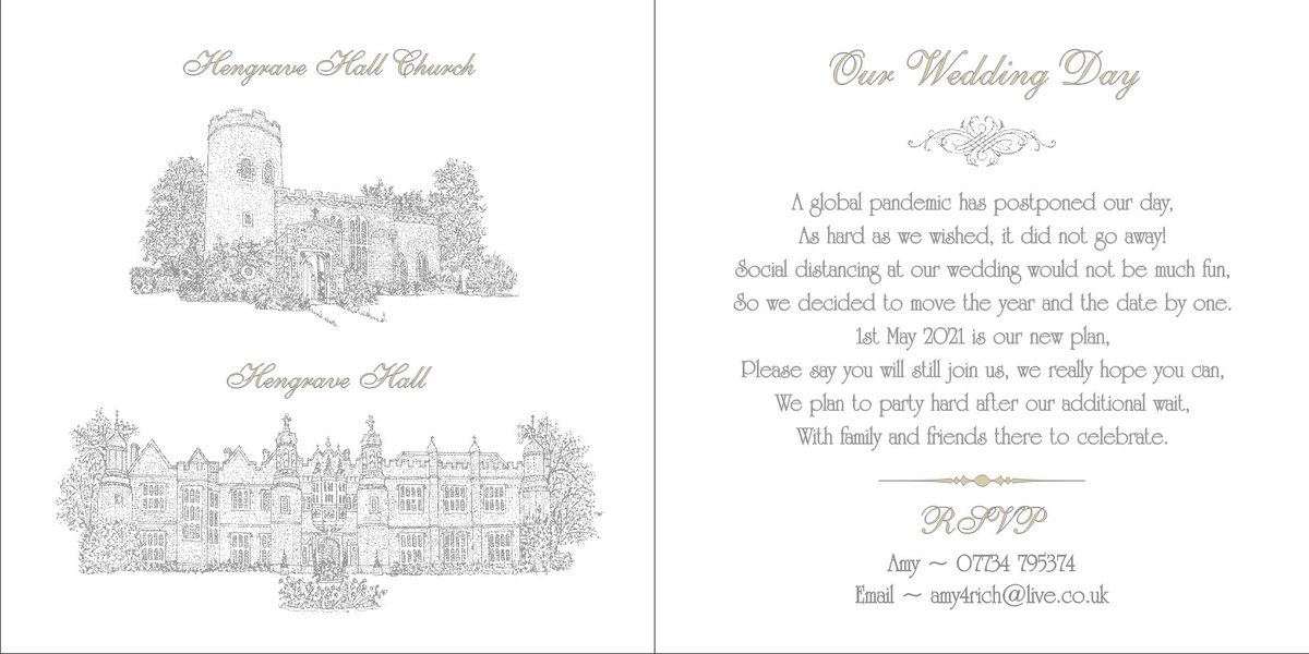 LauraBrambles's tweet image. NEW ~ Change The Date Cards
If you have unfortunately had to postpone your wedding due to Coronavirus, these cards can be sent to your guests to let them know the new date. See more at brambles-weddings.co.uk