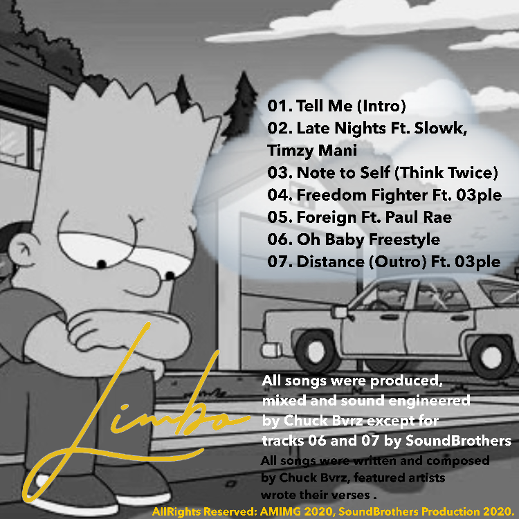 _chvckie's tweet photo. Tracklist for my upcoming tape "Limbo", 5th of July is the date folks, save it. Shout @jvson_e for the art. @Omg_Chuckbars @yendrik_pg @PaulRaeOfficial @Slowk4u #Limbo #limbo #goodmusic #alternative #alte #alternativemusic #resilience #amimg #omg #soundengineer #producer https://t.co/Odh4pFOxUc