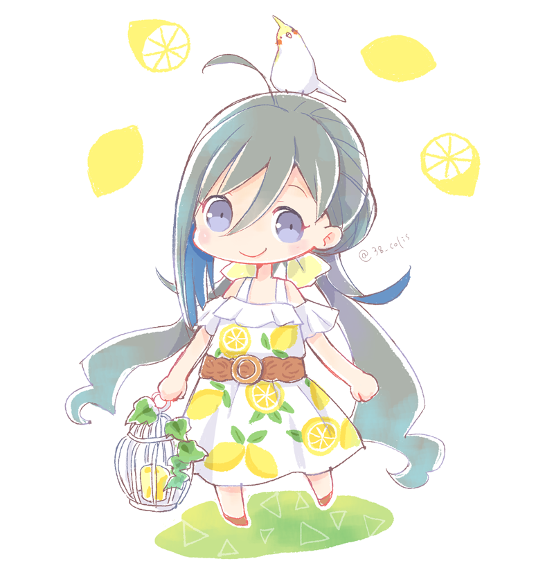 清霜(艦これ) 「ポケ森のレモンワンピがかわいいので清霜に着せたい
あたまのせオカメインコ好きすぎ」|コリス🐿️ 単行本10/17発売のイラスト