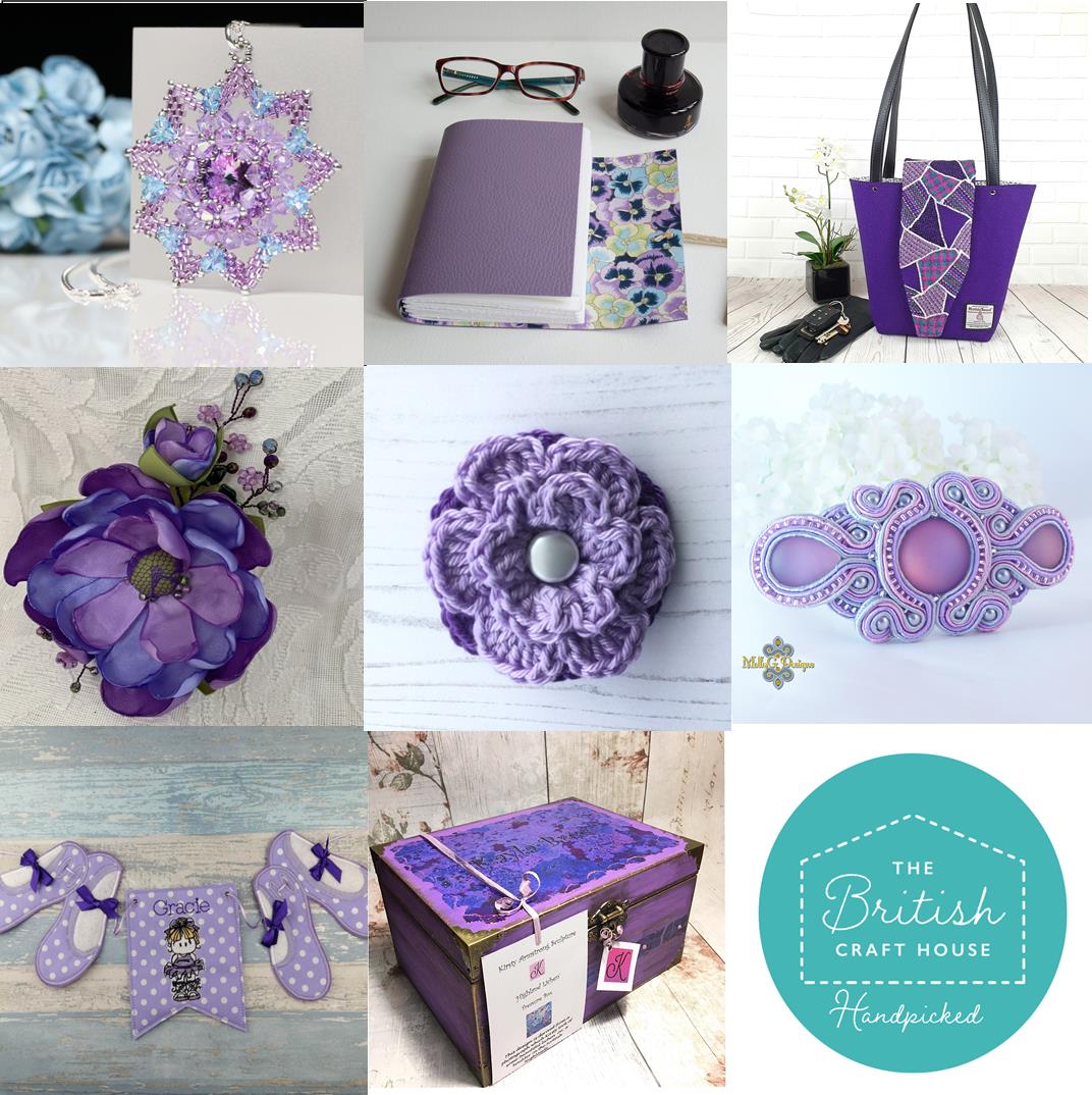 For this week's #teamworkthursday <a href="/BritishCrafting/">BritishCraftHouse</a>
 collage I've chosen pretty things in purple and lilac from: #Beadseedz #malloryjournals #HareBoathouse Dizzibirds #rainbowsnmore63 #MollyGDesigns #AHeartlyCraft and Just Kirsty Sculpture &amp; Gifts