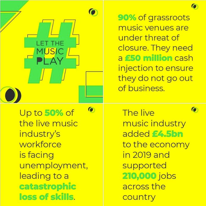 So many of us, friends and colleagues careers are at risk. It’s a massive industry full of hardworking, talented and highly skilled people. We need more support so that there’s a music scene to come back to when we’ve got this thing under control. #letthemusicplay