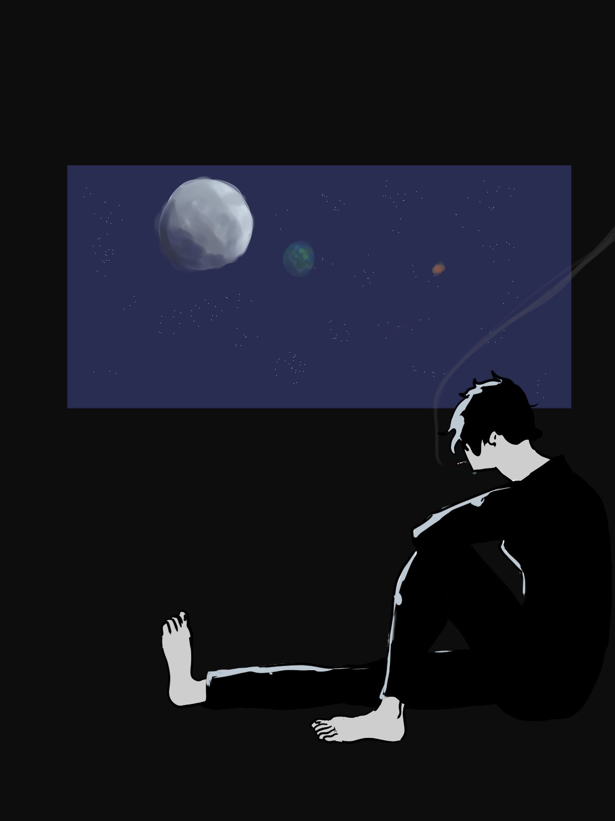 手描きイラスト 「孤独」 オリジナル