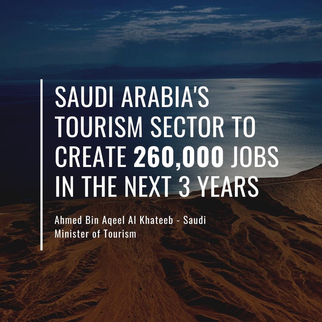 SeaSaudi's tweet photo. Saudi Arabia’s tourism sector will create approximately 260,000 jobs over the next three years, according to Saudi Minister of Tourism Ahmed Bin Aqeel Al Khateeb as authorities are working to open 38 tourist sites in seven different destinations by 2022.
#ksa #tourism #SEASAUDI https://t.co/I7WXPBY0e1