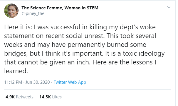 Example: Yesterday another disciple of James Lindsay's deliberate bad-faith sabotage strategy of anti-racism appeared.And, again, the mission is to deliberately and contemptuously misunderstand the given arguments, to prevent the confession of uncomfortable truths.