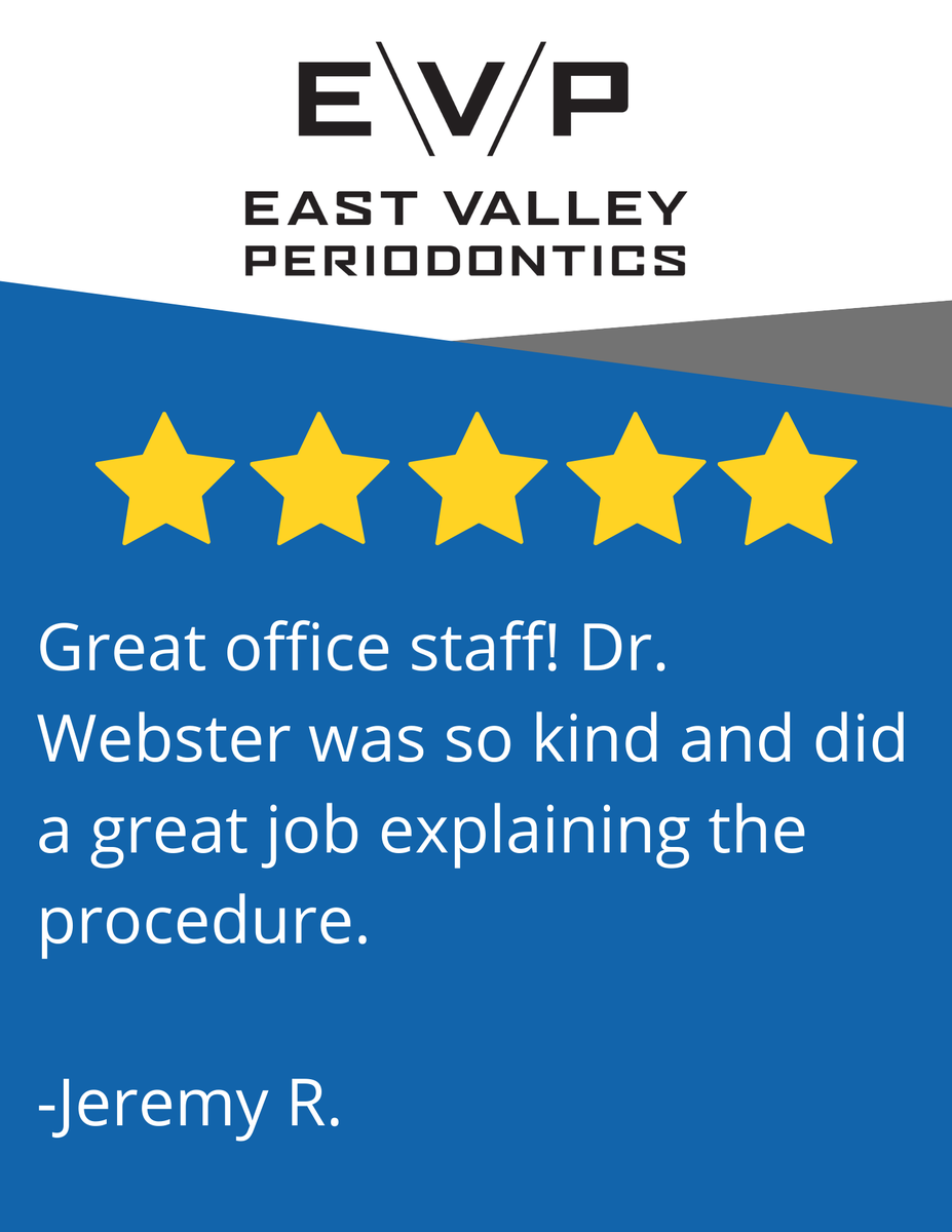 EastValleyPerio's tweet photo. Thank you Jeremy for your amazing review with your visit with Dr. Webster!

#eastvalleyperio #evp #dentist #periodontist #perio #mesa #chandler #gilbert #queencreek #arizona #scottprice #morleysmith #melissawebster #aaronnelson https://t.co/9MlKUrU5Re
