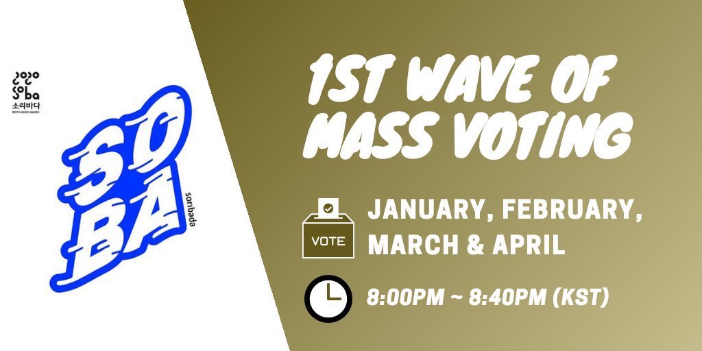 BTSVotingTalk's tweet photo. [🔥 MĀSS V0TING - #ATTACKonSOBA]

ARMY born from JANUARY to APRIL, please start the mass attack!

Team 1: 8:00 - 8:40 PM (KST)

📌 Use all your daily ❤ on the first 3 community post.

🔑: GOGO ARMY SOBAxSTARPLAY + @BTS_twt 

- 👀 https://t.co/oIFQzS3Dr6