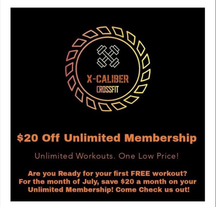 calibercrossfit's tweet photo. $20 off when you sign up in the month of July! Come see us! https://t.co/izCUnhWxZS