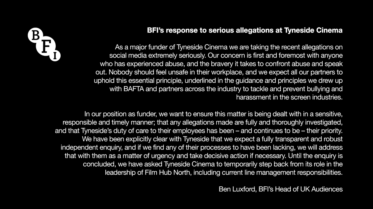 BFI statement: Tyneside Cinema