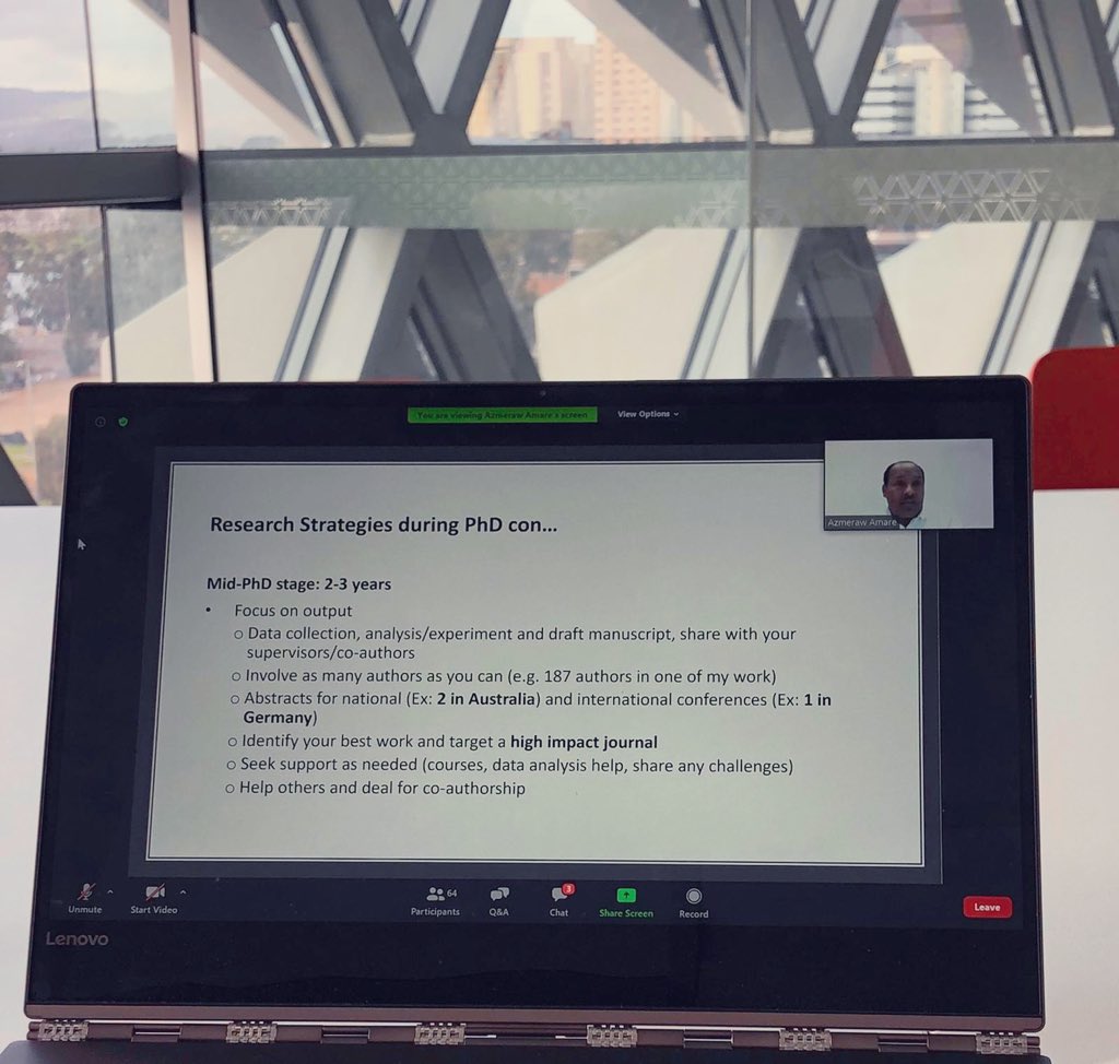 HeSPAuoa's tweet photo. Thanks for those who attended out first HeSPA event of 2020 “how to publish research with impact during your PhD”.
It was a valuable session through webinar featuring Dr @hannahrwardill and Dr Azmerawe T Amare.
Thanks for sharing your experience!
#UoA #HeSPA20 https://t.co/67WjvhkFH9
