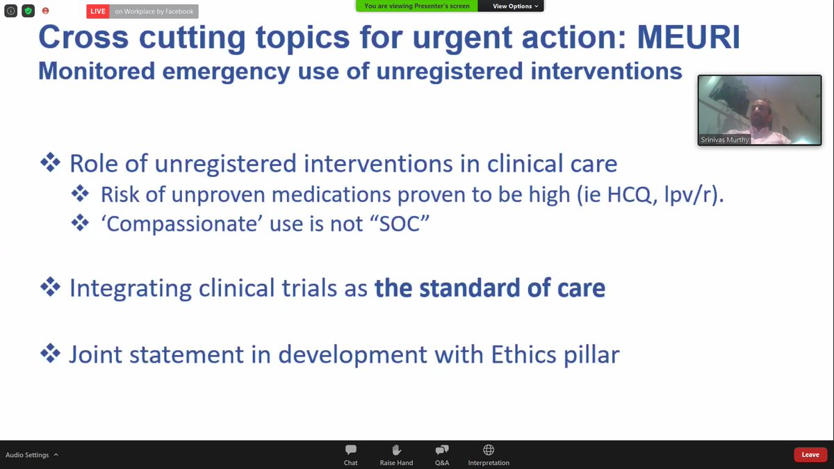 Another key issue - use of unregistered interventions (i.e. drugs that are not specifically designed for COVID):