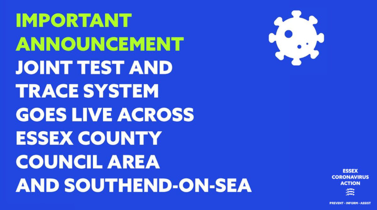 Essex Is United (@essexisunited) on Twitter photo ⏰IMPORTANT ANNOUNCEMENT⏰ about a joint Test and Trace system across <a href="/Essex_CC/">Essex County Council</a> area and <a href="/Southend0nSea/">City of Southend-On-Sea</a> areas
essex.gov.uk/news/local-tes… ⏰IMPORTANT ANNOUNCEMENT⏰ about a joint Test and Trace system across <a href="/Essex_CC/">Essex County Council</a> area and <a href="/Southend0nSea/">City of Southend-On-Sea</a> areas
essex.gov.uk/news/local-tes…