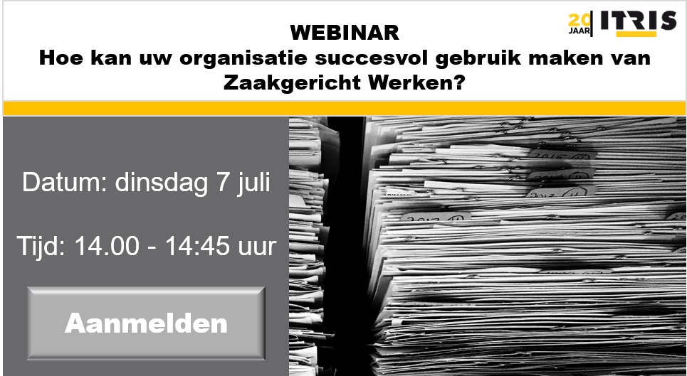 Hoe kan jouw woningcorporatie succesvol gebruik maken van Zaakgericht Werken? Volg het gratis webinar op 7 juli.
attendee.gotowebinar.com/register/12864… #webinar #woningcorporatie <a href="/RickFokkens/">Rick Fokkens</a>