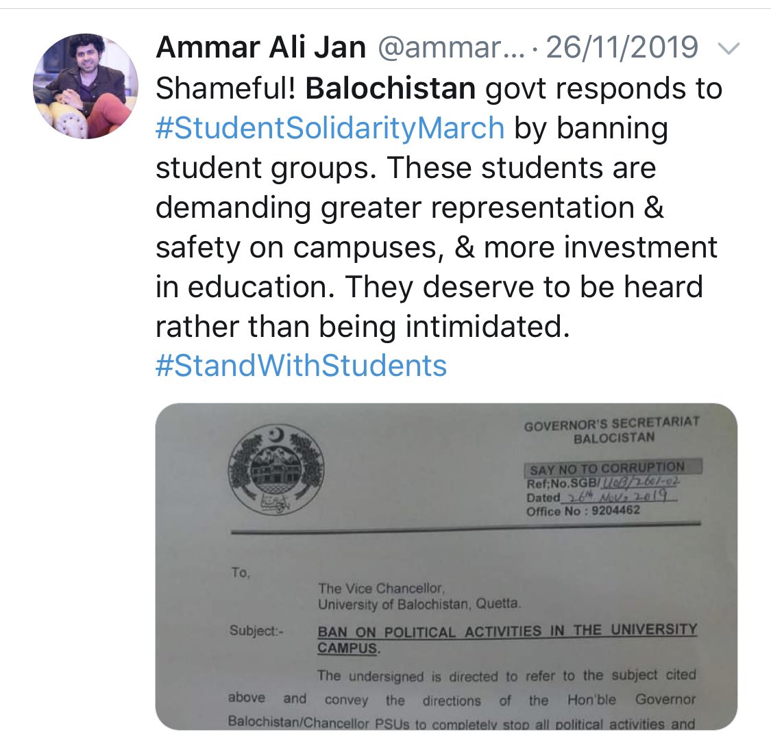But what happened to him at these colleges?He even received an Master’s degree from QAU Islamabad but the toxic leftist, marxist culture at campus, instead of polishing him with values of civic duty, public service & respect for the state, pushed him towards terrorism./150