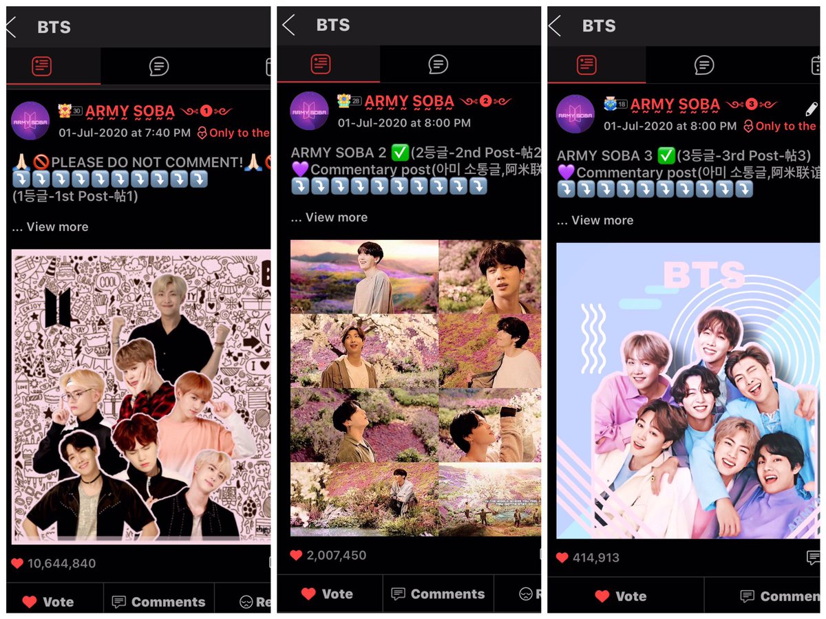 BTSVotingTalk's tweet photo. [🔥 MĀSS V0TING - #ATTACKonSOBA]

ARMY born from MAY to AUGUST, please join the mass attack!

Team 2: 8:41 - 9:20 PM (KST)

📌 Use all your daily ❤ on the first community post.

🔑: GOGO ARMY SOBAxSTARPLAY + @BTS_twt 

- 👀 https://t.co/3X1Hd9RNfi