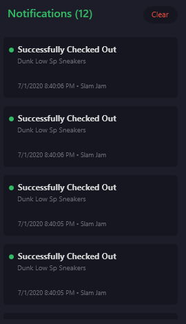 toofastforsanta's tweet photo. 7 motion tees
8 royal mens 
3 gs purple
12 dunk low

nothing special but thanks to
@cyberaiosuccess 
@checkouters 
@CocaProxies 
@Profess0r__ 
@snkrsupplements 
@hawkproxy https://t.co/XV44KkafD9