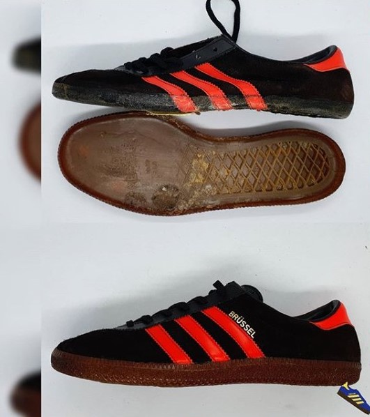 1979 Austria Brown Sole Brussels!!!! Steam, Deep Cleaned, Relettered, oh and we decided to put the soles back on too 😁

#saynotoredying #sayhellotorelettering #sayhellotoresoles 
#halosole #adidas #adidasoriginals #adidasoriginal  #adidasaddict #adifamily #3stripe #trainers