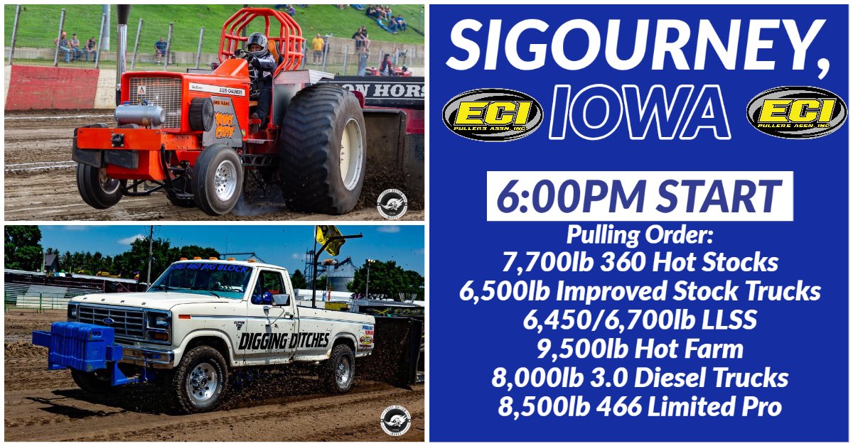 Pulling order for Sigourney this coming Saturday!