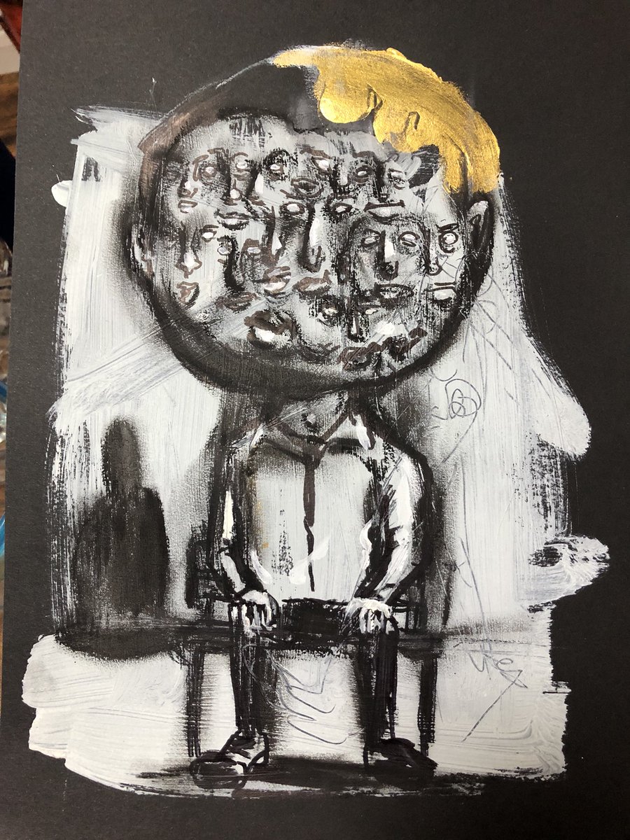 Lostbrainofthe1's tweet photo. 1「多頭思考」 2「多頭思考」3「未曾有」4「リペア」最近描いて気になる４枚。画材に何かあるモノを感じる。

#draw #drawning #drawings #paint  #painting #illustrator   #画家  #liquitex  #oilstick #油性ペン #蛍光ペン #鉛筆  #carandache #サクラクレパス #リキテックスリキッド #movie https://t.co/lZmaj1fD5b