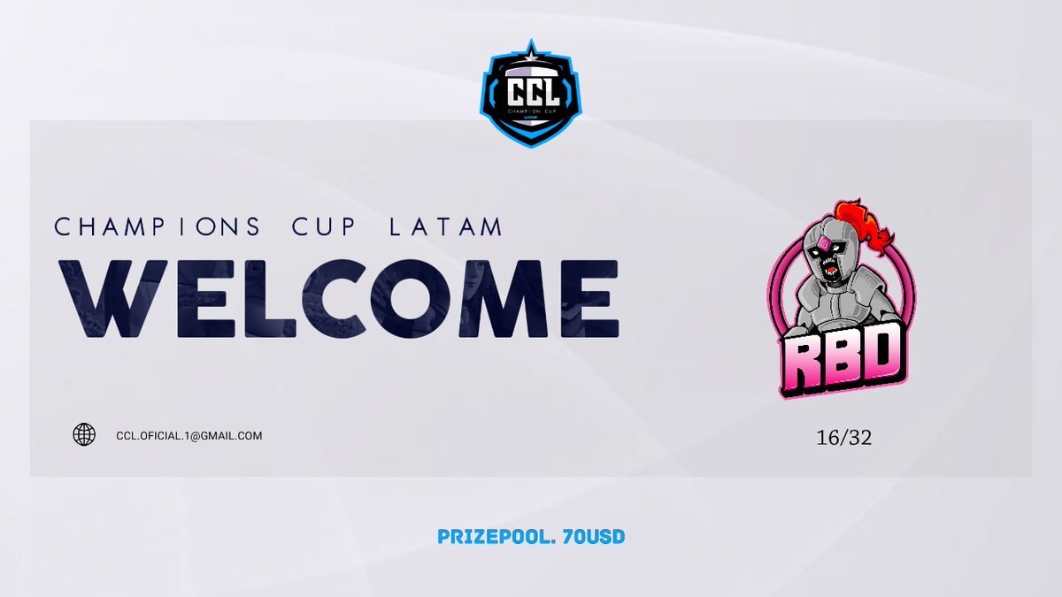 #CR | ¡Bienvenida!

Tenemos el placer de anunciar que el equipo <a href="/RBDClashRoyale1/">R.B.D. Clash Royale</a> estará disputando la CCL.

Les deseamos suerte, para coronarse como los primeros campeones de la competencia.

#WeAreCCL