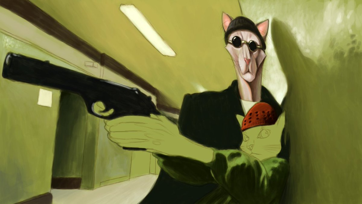 pureeyes2's tweet photo. WIP of my illustration based on a still from "Leon: The Professional" movie. #furry #furryart #furryfandom #furryartwork #furrycommissions #illustration #art #artwork #fanart #anthro #drawing #painting #digitalart #digitalpainting #digitaldrawing https://t.co/1hY3c3bZC6