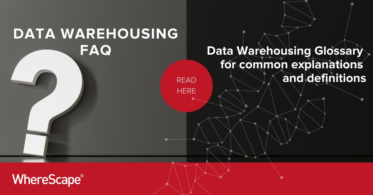 wherescape's tweet photo. Have a question about a term or phrase associated with data infrastructure automation and data warehousing? Check out @wherescape's Data Warehousing Glossary. https://t.co/vhQnGCqczO #datawarehouseautomation #data #datawarehouse #datafaq #cloud https://t.co/zEBwGtfPoa