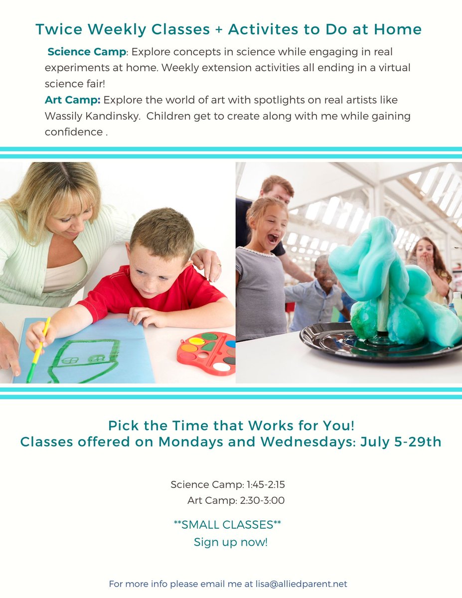 _lisadianne's tweet photo. Summer Zoom Art &amp; Science Camps start Mon July 6th! Don't miss out on the fun Mon and Wed afternoons with activities that engage and educate. Camps for kids 4-7
#zoomcamp #summercamp #onlinecamp #kids #camp #summer #artcamp #sciencecamp #prek #earlychildhood #Austintx #ATX https://t.co/SIoSvXuoBT